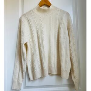 NAADAM Cream Cable Knit Turtleneck Sweater